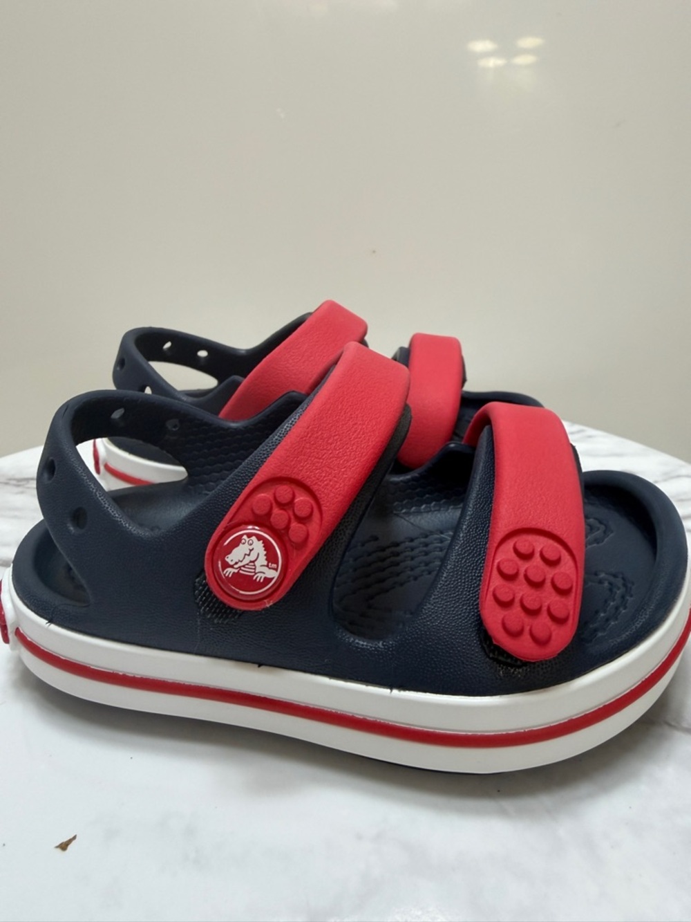 CROCS Crocband Kids Navy and Red Adjustable Strap Sandal